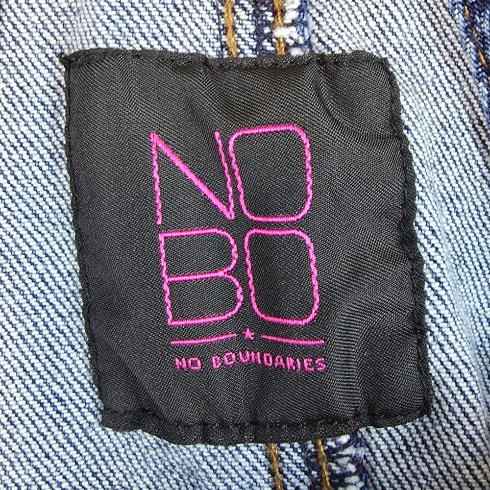 No Boundaries Women Distressed Denim Short Overall Medium Wash Blue Size L 11-13
